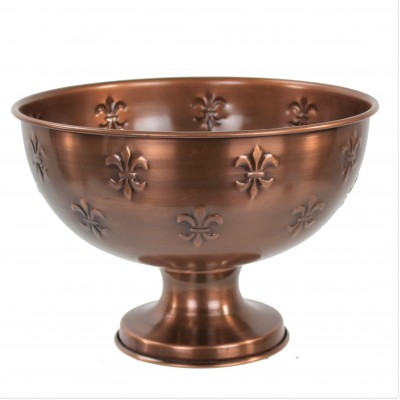 4003-FLEUR DE LIS COPPER BOWL WITH PEDESTAL